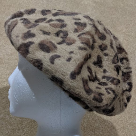 C.C Leopard Beret Brown Tan Animal Print - Picture 4 of 7
